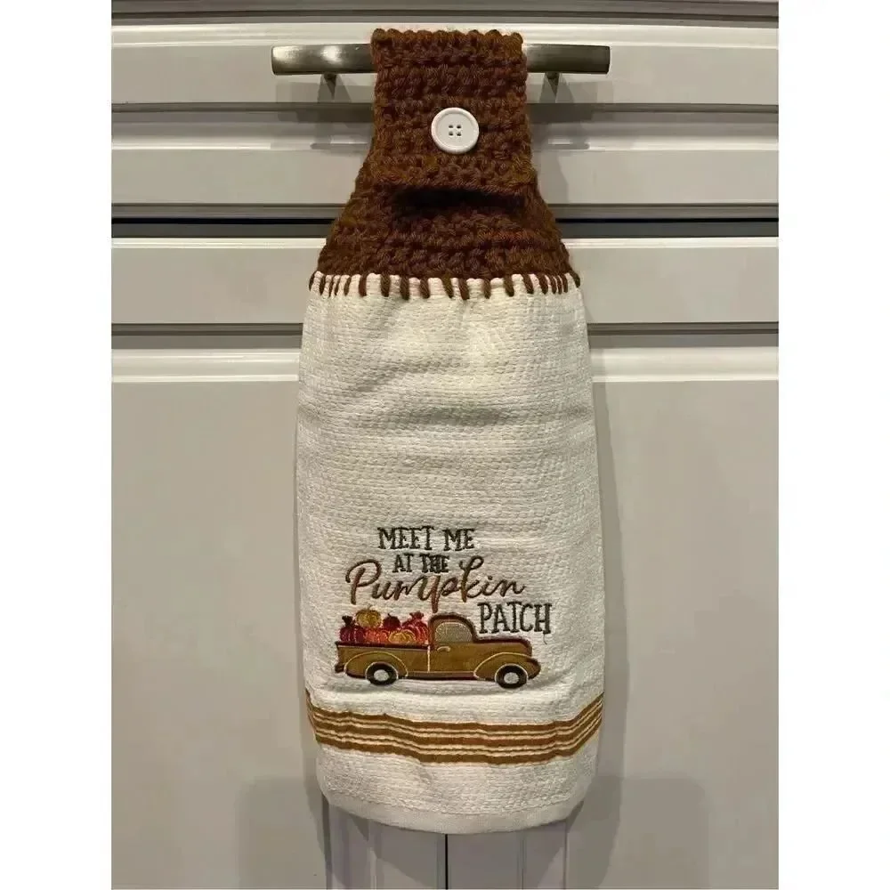 Crochet Top Kitchen Towel- Meet Me At The Pumpkin Patch